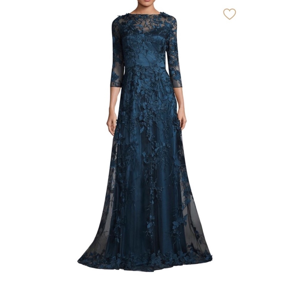 David Meister Embroidered Lace Gown